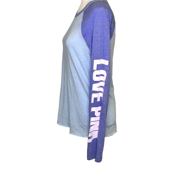 Victoria's Secret Blue Colorblock Baseball Style Raglan Sleeve T-shirt - Picture 2 of 7